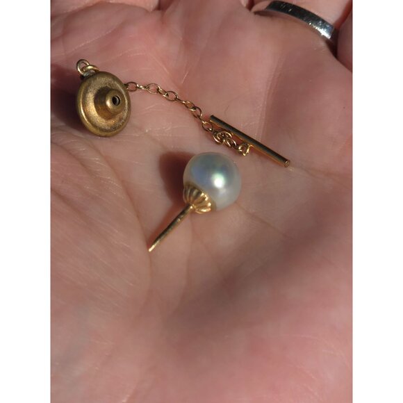 18K Gold & Pearl Tie Tack Pin Comes with Closure - Picture 4 of 6